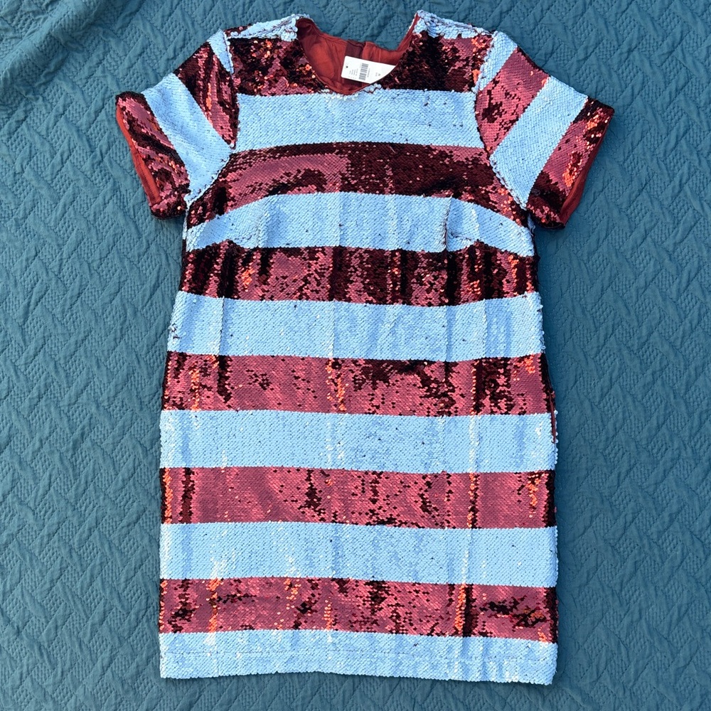 Maeve Brown and Blue Sequin Dress Anthropologie